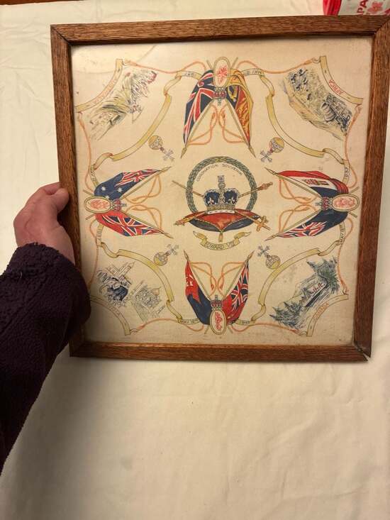 Vintage 30s 1930s 1937 King Edward VIII Coronation Handkerchief Silk Bandana